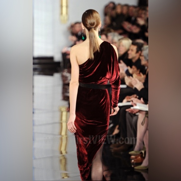 Ralph Lauren Collection Evening Gown Velvet Maxi Dress Runway 2011 One Shoulder - Picture 5 of 12